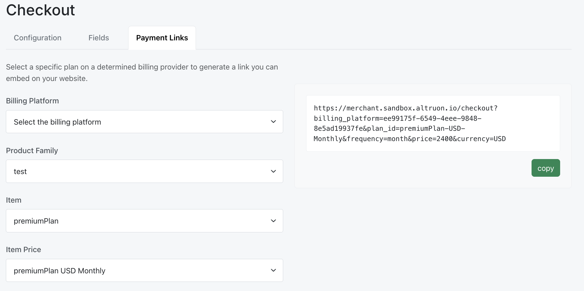 Configure your payment links